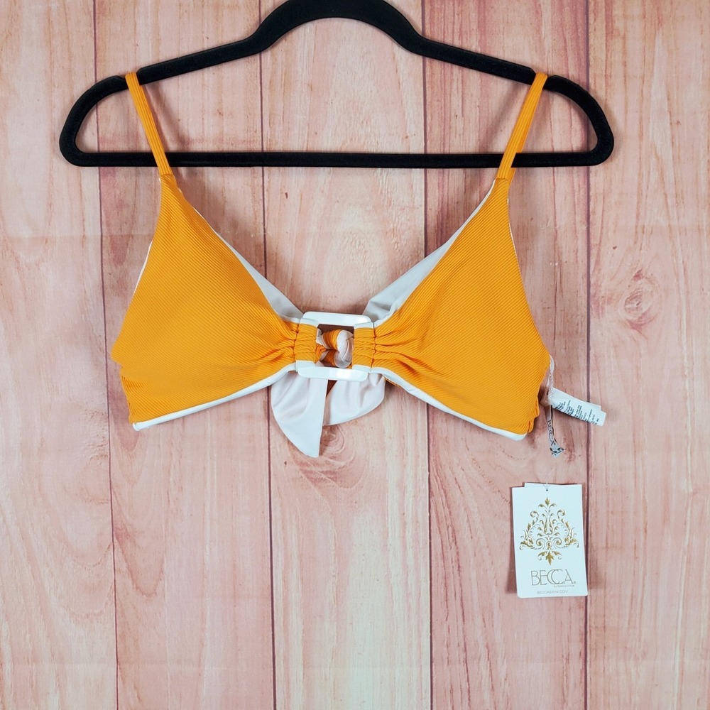 Becca Modern Edge Women's Tatum Multiway Bra Large Orange Nylon Stretch Swimwear